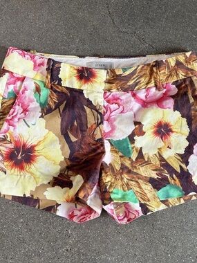 J. Crew Floral High-Waist Shorts - Yellow, Pink, Green